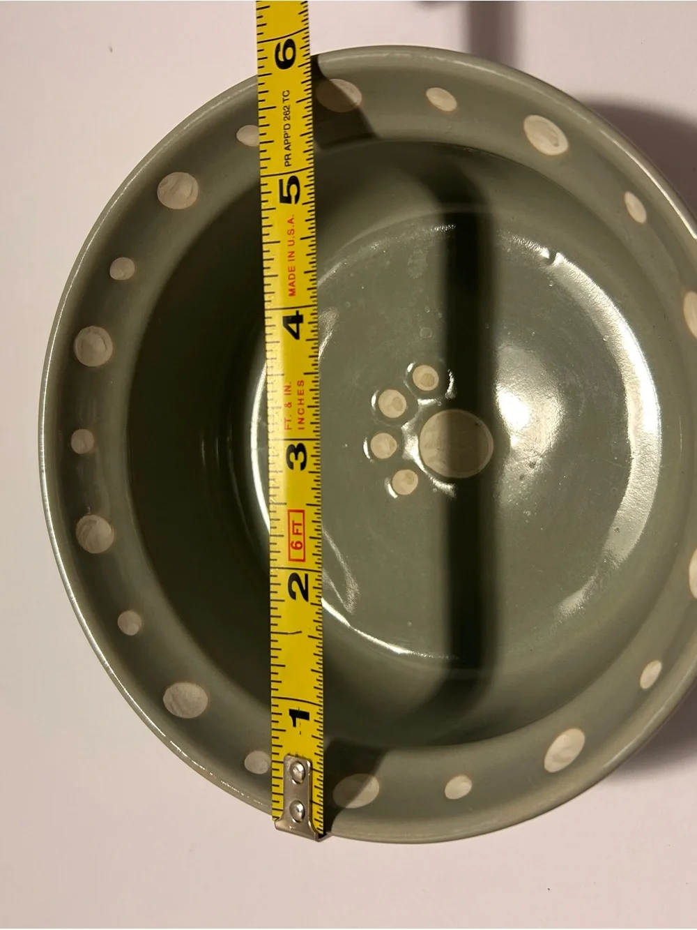 Small Ceramic Light Gray Paw Print Design Pet Bowl By Signature Housewares
